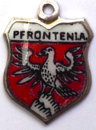 (image for) PFRONTEN, Germany - Vintage Silver Enamel Travel Shield Charm