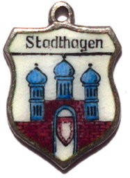 (image for) STADTHAGEN, Germany - Vintage Silver Enamel Travel Shield Charm