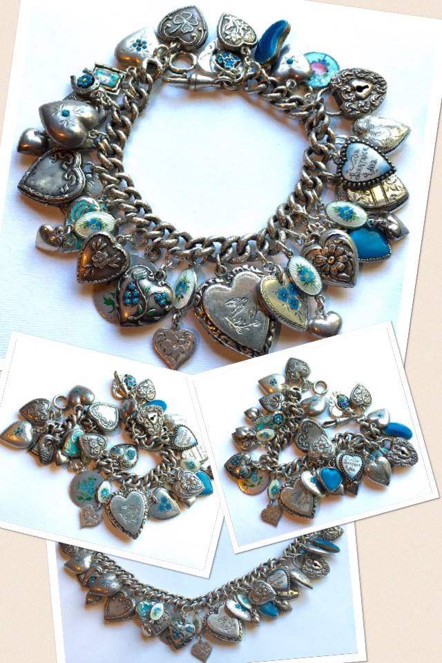 (image for) eCharmony Charm Bracelet Collection - Victorian Hearts & Blue Forget-me-Nots
