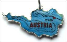 Austria - Vintage Enamel Map Travel Charm - Blue (image for) Austria - Vintage Enamel Map Travel Charm - Blue
