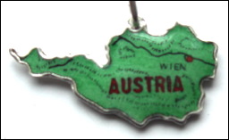 (image for) Austria - Vintage Enamel Map Travel Charm - Green