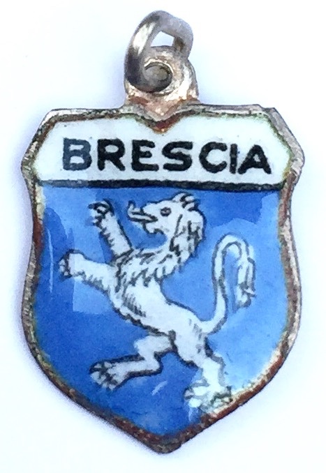 (image for) Brescia Italy - SOLD! Coat of Arms - Vintage Silver Enamel Travel Shield Charm