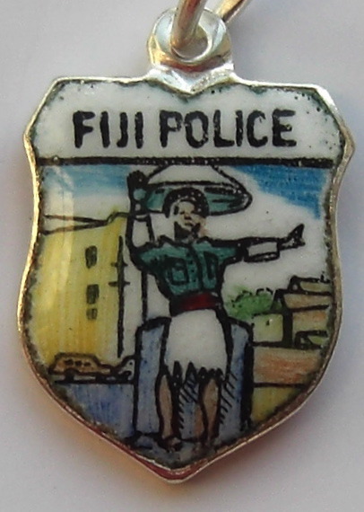 (image for) FIJI Islands - Police 1 Vintage Enamel Travel Shield Charm