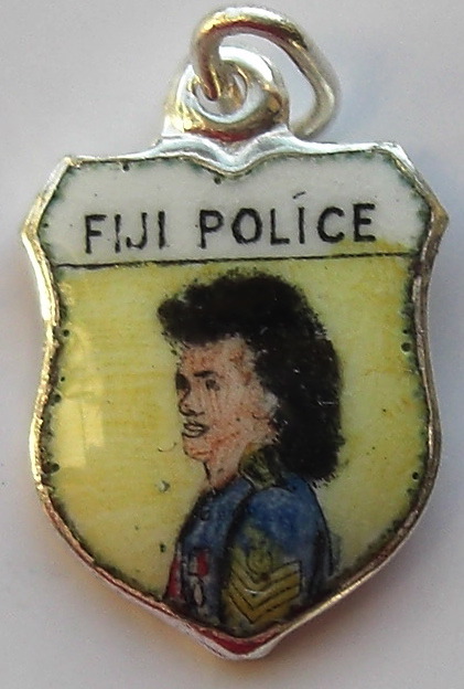 (image for) FIJI Islands - Police 2 Vintage Enamel Travel Shield Charm
