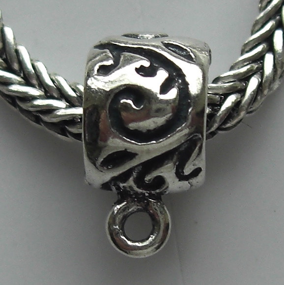 (image for) Slider Bead Charm Hanger - EC085 Sterling Silver Branch with Leaves