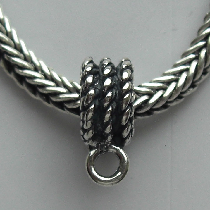 (image for) Slider Bead Charm Hanger - EC086 Sterling Silver Three Braid Rope