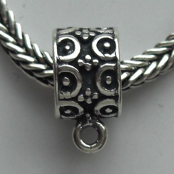 (image for) Slider Bead Charm Hanger - EC088 Sterling Silver Ornate Pattern