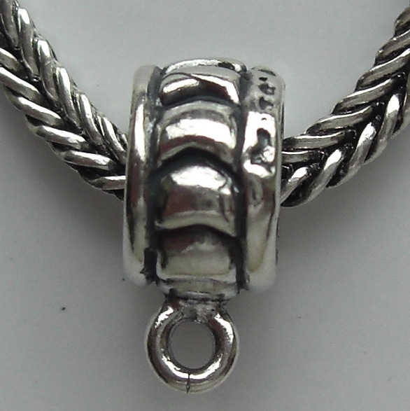 (image for) Slider Bead Charm Hanger - EC100 Sterling Silver Fat Center Rope
