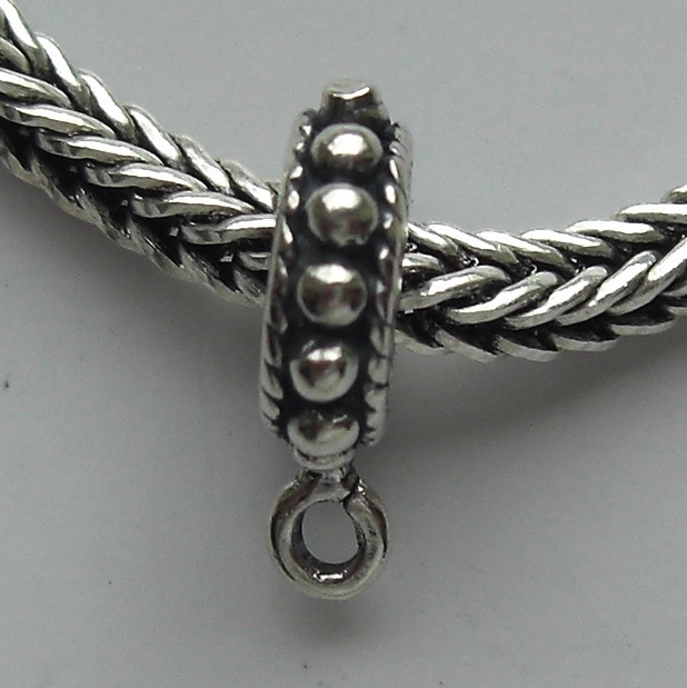 (image for) Slider Bead Charm Hanger - EC104 Sterling Silver Dotted Ring