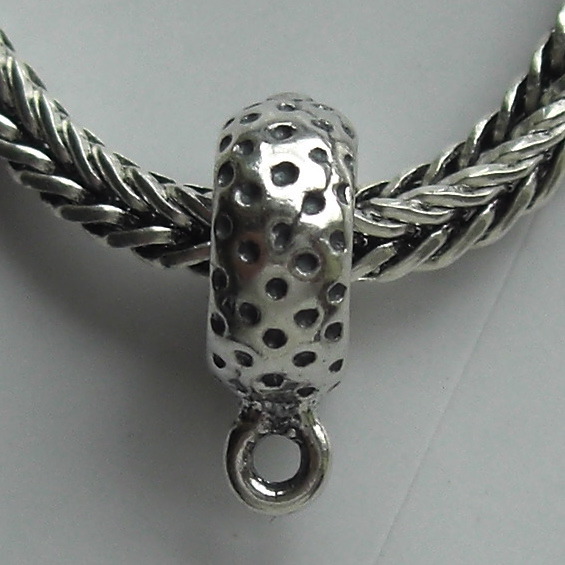 Slider Bead Charm Hanger - EC067 Sterling Polka Dots (image for) Slider Bead Charm Hanger - EC067 Sterling Polka Dots