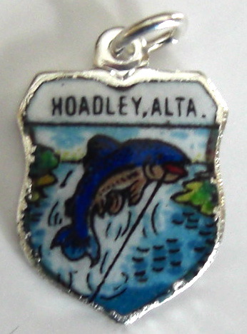 (image for) Hoadley Alberta Canada - FISH - Vintage Enamel Travel Shield Charm