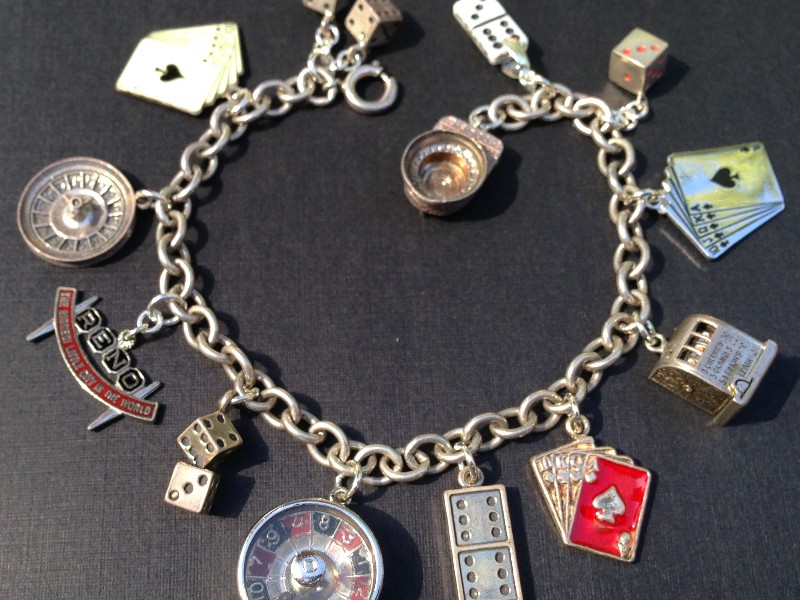 (image for) Vintage Charm Bracelet Collection - Reno & Vegas Gambling Silver & Enamel Charm Bracelet