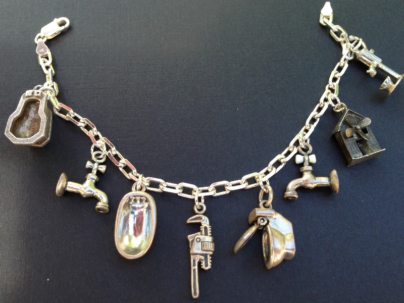 (image for) Vintage Charm Bracelet Collection - Wave Plumbing Silver Charm Bracelet