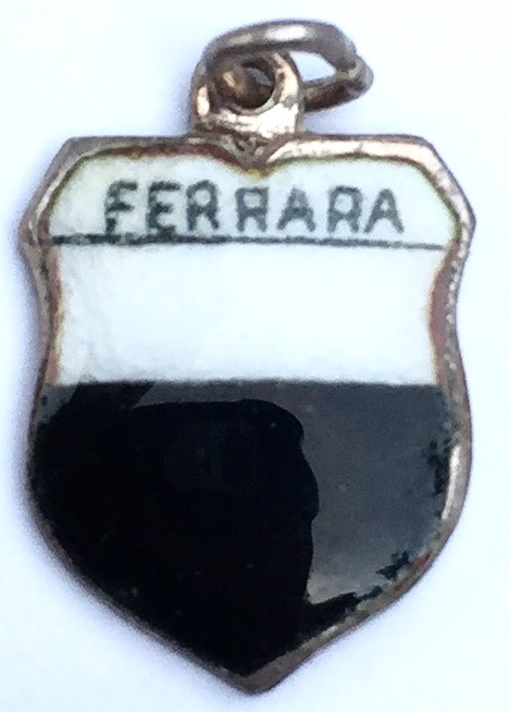 (image for) Ferrara Italy - Coat of Arms - Vintage Silver Enamel Travel Shield Charm
