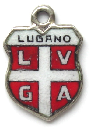 (image for) Lugano, Switzerland - Coat of Arms Enamel Travel Shield Charm