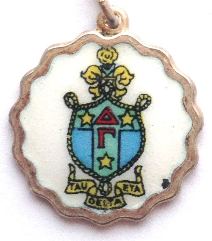 (image for) Vintage Enamel Sorority Charm - Scalloped Round Edge - Delta Gamma